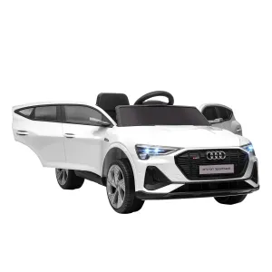 12V Audi Electric Ride-On Car, with Remote Control, Lights, Music, Horn - White