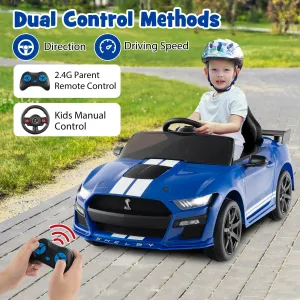 12V Kids Ride on Car Electric Licensed Ford Mustang Shelby GT500 for Kids Aged 3-8-Blue