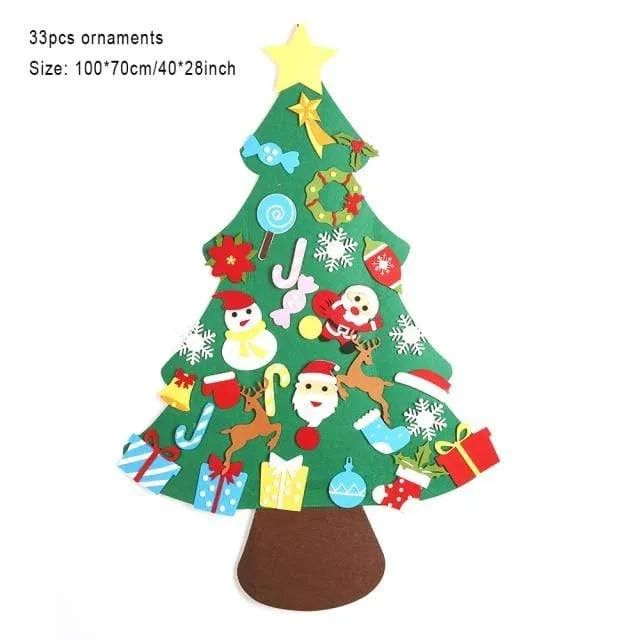 Baby Montessori Toy 32pcs DIY Felt Christmas Tree Toddlers Busy Board Xmas Tree Gift For Boy Girl Door Wall Ornament Decorations