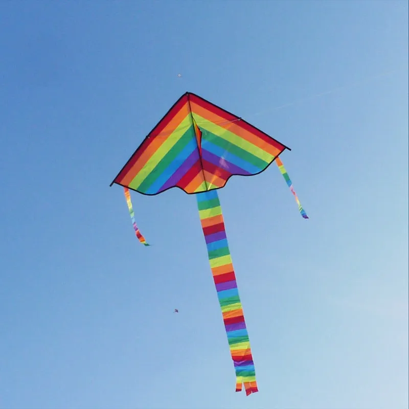 Colorful Rainbow Kite Long Tail Nylon Outdoor Kites Flying Toys For Children Kids Stunt Kite Surf Without Control Bar and Line