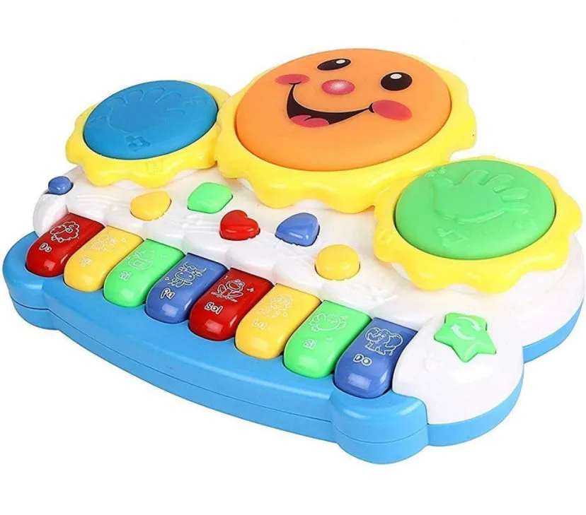 Drum Keyboard Musical Toys with Flashing Lights - Animal Sounds and Songs