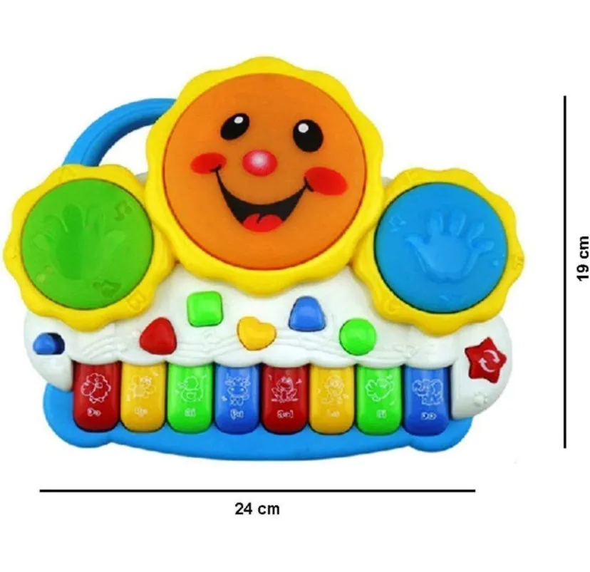 Drum Keyboard Musical Toys with Flashing Lights - Animal Sounds and Songs