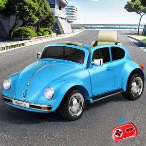 Licensed Volkswagen Beetle Kids Ride On Car, Remote Control, Blue