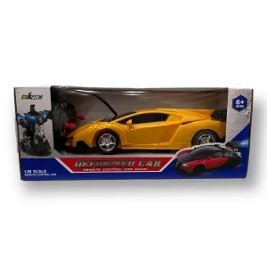 Transformer RC Car Into A Robot  2 in 1 Car Toy 2.4Ghz 1:18 Rechargeable Yellow